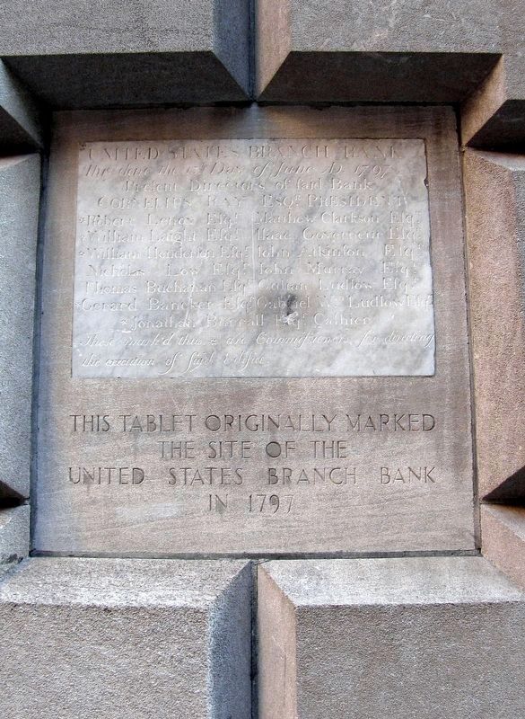 United States Bank Branch cornerstone, 1797. Click for full size. United States Bank Branch cornerstone, 1797 image. Click for full size.