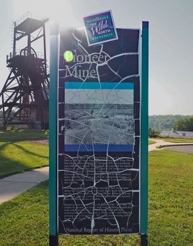 Pioneer Mine marker with mine headframe in background. Click for full size. Pioneer Mine marker with mine headframe in background image. Click for full size.