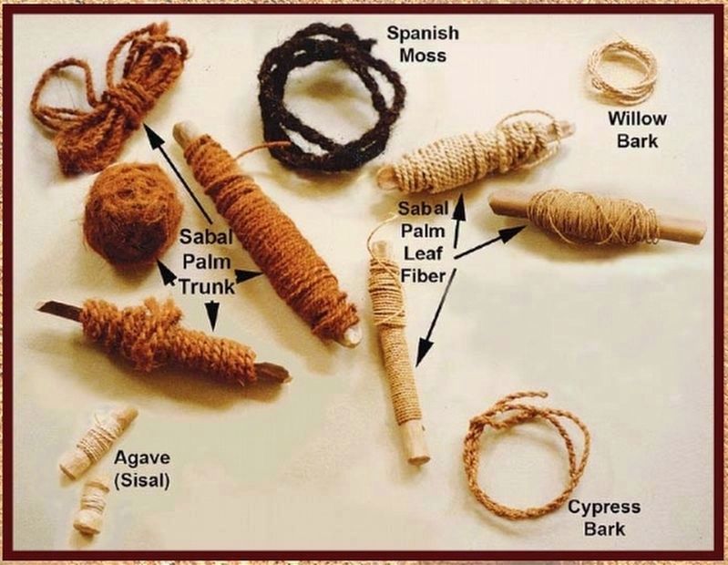 Marker detail: Cord and rope made from native plants image. Click for full size.