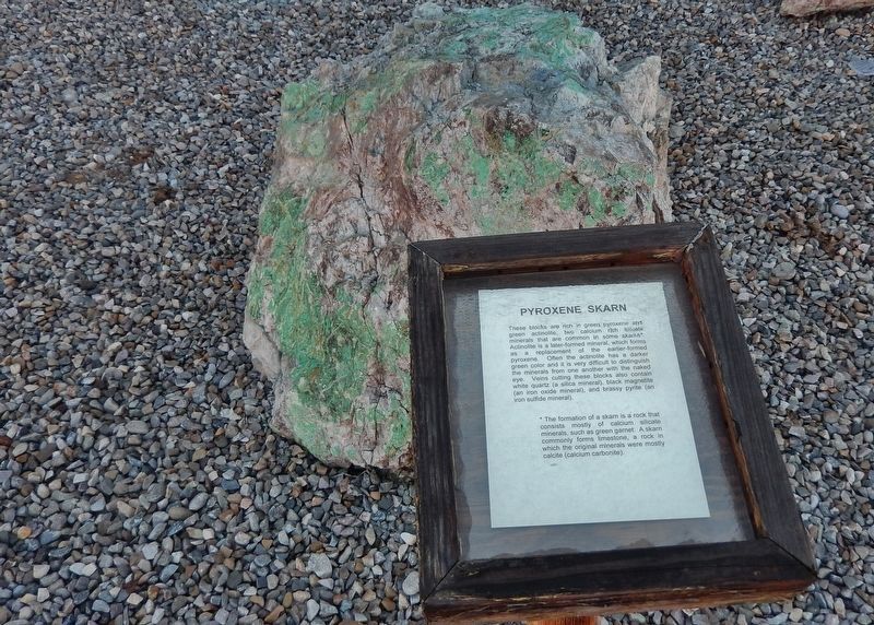 The Liberty Pit Exhibit (across parking lot from marker): Pyroxene Skarn image. Click for full size.