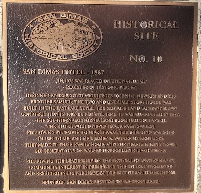 San Dimas Hotel Marker. Click for full size. San Dimas Hotel Marker image. Click for full size.