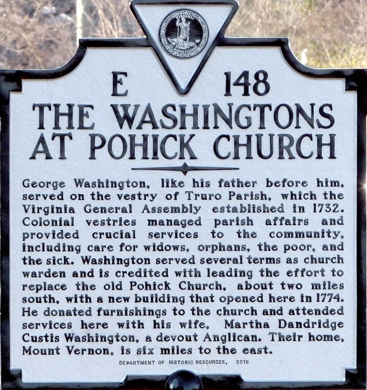 The Washingtons at Pohick Church Marker image. Click for full size.