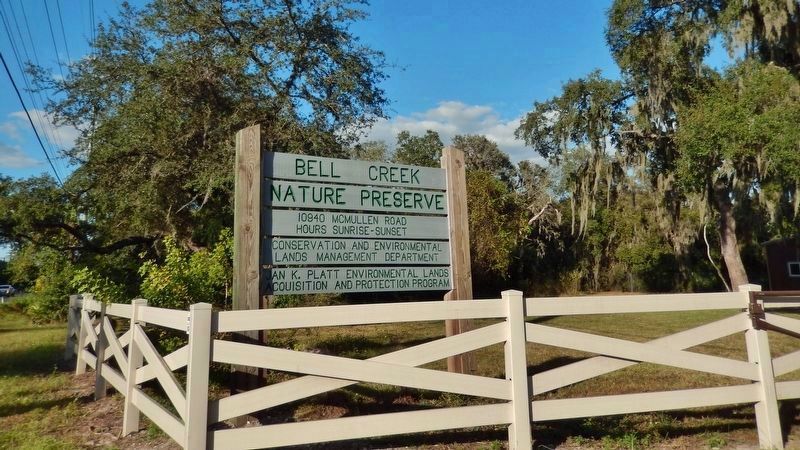 Bell Creek Nature Preserve Sign (<i>turn off McMullen Road here to access marker</i>). Click for full size. Bell Creek Nature Preserve Sign (<i>turn off McMullen Road here to access marker</i>) image. Click for full size.