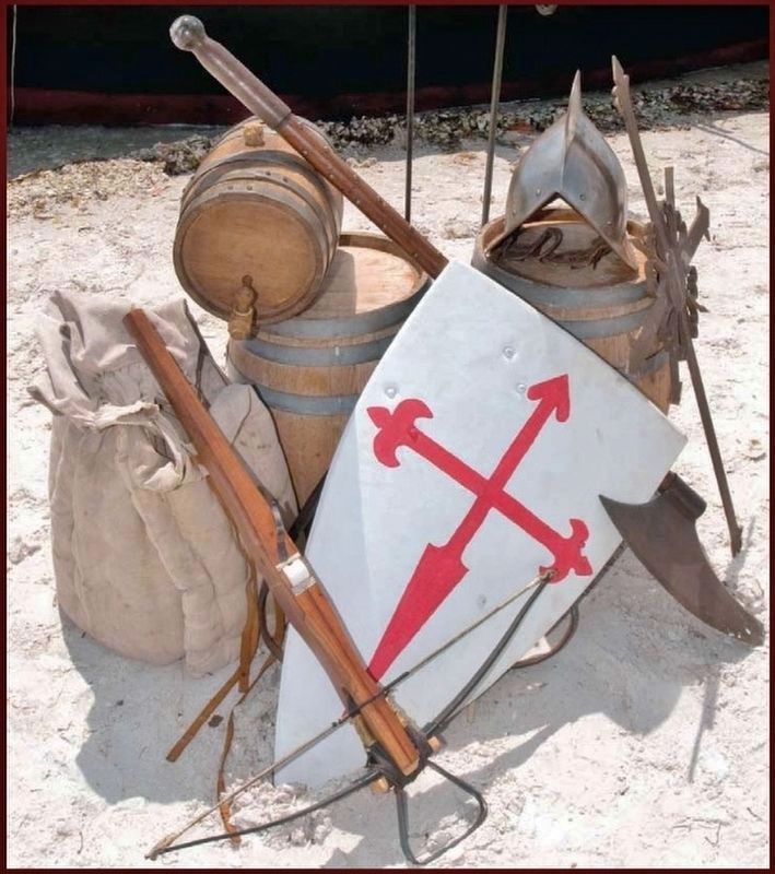 Marker detail: Supplies, such as these, were carried on the expedition. Click for full size. Marker detail: Supplies, such as these, were carried on the expedition image. Click for full size.