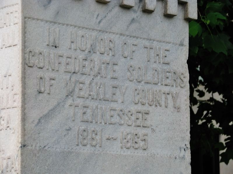 Weakley County Tennessee Confederate Monument (<i>front/south-side inscription</i>) image. Click for full size.