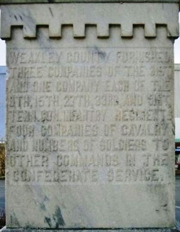 Weakley County Tennessee Confederate Monument (<i>east-side inscription</i>) image. Click for full size.
