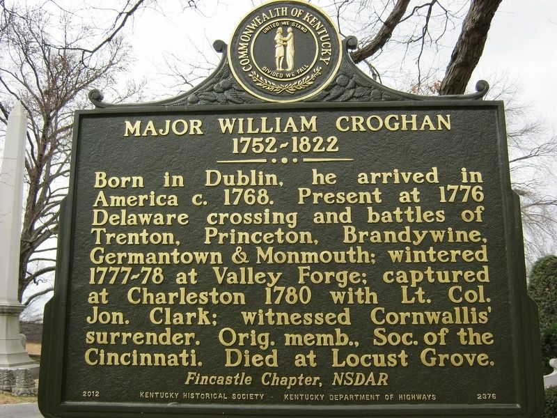 Major William Croghan 1752-1822 Marker image. Click for full size.