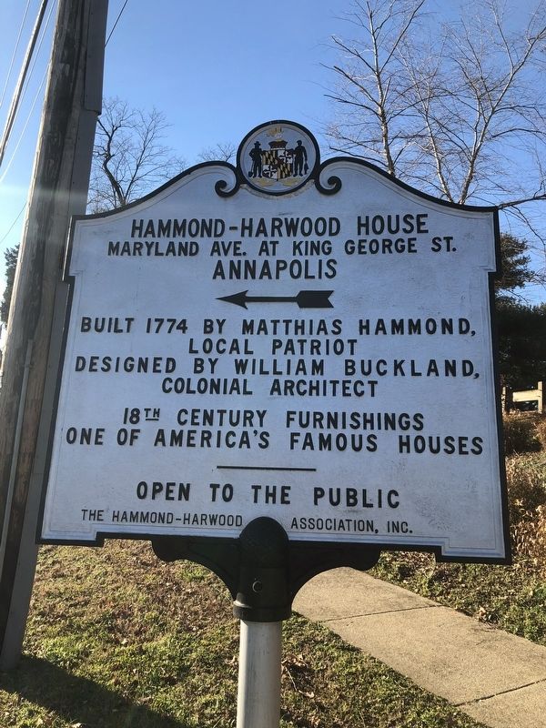 Hammond-Harwood House Marker image. Click for full size.