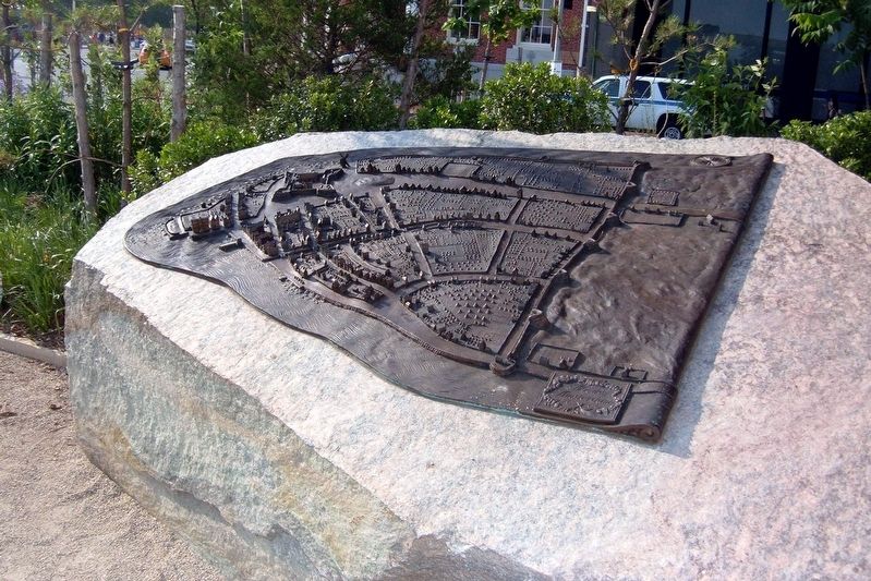 Bronze relief map of Niew Amsterdam image. Click for full size.
