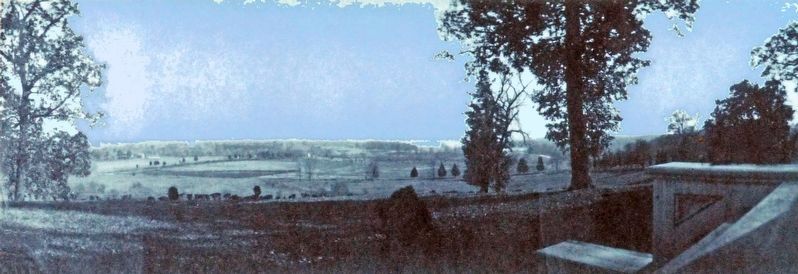 The view from Woodlawn's portico looking out towards Doque Creek, circa 1905 image. Click for full size.