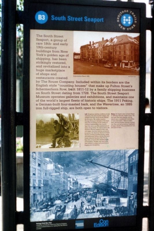 South Street Seaport Marker, 1999. Click for full size. South Street Seaport Marker, 1999 image. Click for full size.