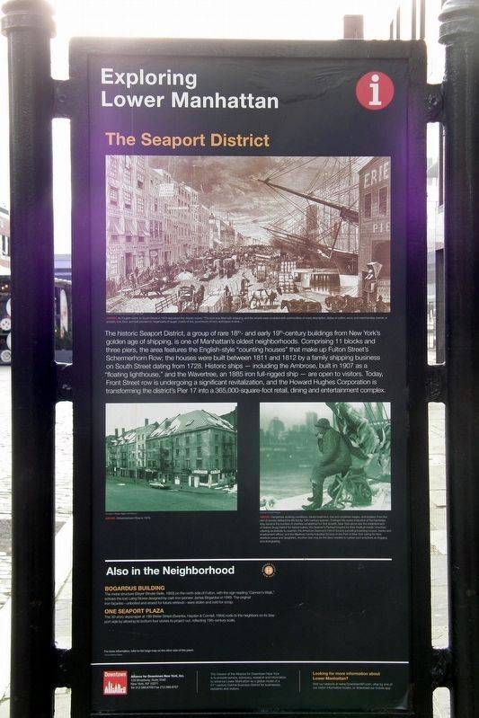 South Street Seaport Marker, 2018. Click for full size. South Street Seaport Marker, 2018 image. Click for full size.