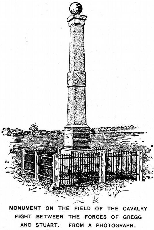 Monument on the Field of the Cavalry Fight Between the Forces of Gregg and Stuart image. Click for full size.