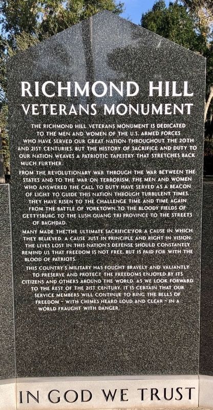 Richmond Hill Veterans Monument image. Click for full size.