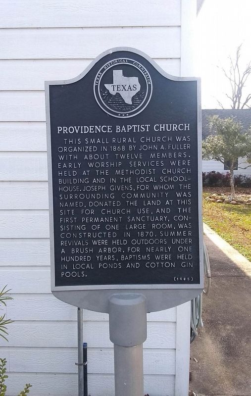 Providence Baptist Church Marker. Click for full size. Providence Baptist Church Marker image. Click for full size.