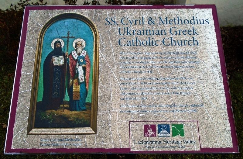 SS. Cyril & Methodius Ukrainian Greek Catholic Church Marker. Click for full size. SS. Cyril & Methodius Ukrainian Greek Catholic Church Marker image. Click for full size.