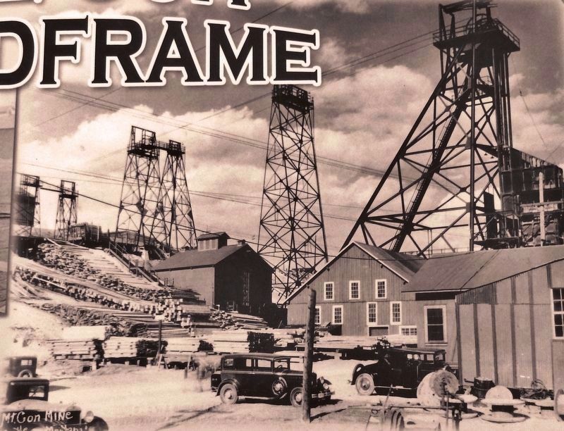 Marker detail: Mountain Consolidated Headframe, ca. 1935.. Click for full size. Marker detail: Mountain Consolidated Headframe, ca. 1935. image. Click for full size.
