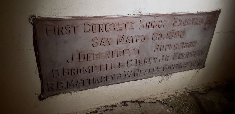 First Concrete Bridge Erected in San Mateo Co Marker image. Click for full size.