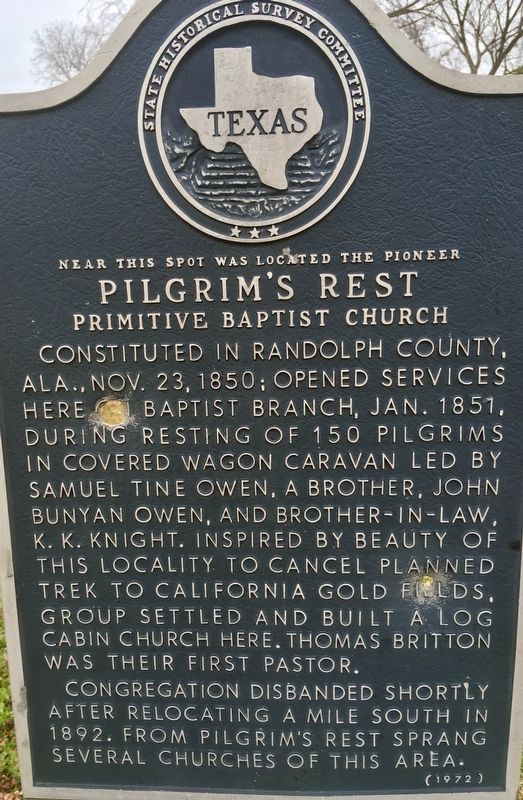 Pilgrim’s Rest Primative Baptist Church Marker image. Click for full size.