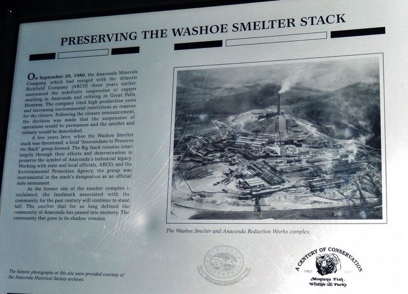 Preserving the Washoe Smelter Stack Marker image. Click for full size.