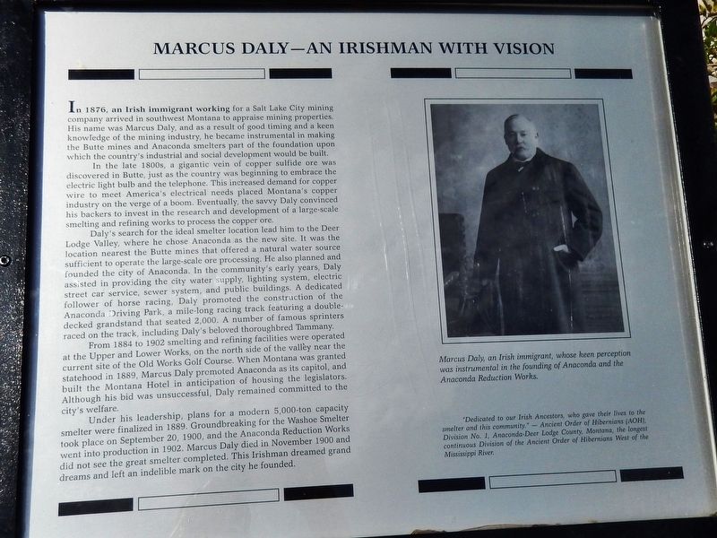 Marcus Daly - An Irishman with Vision Marker image. Click for full size.