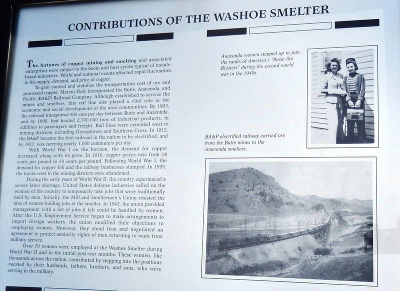 Contributions of the Washoe Smelter Marker. Click for full size. Contributions of the Washoe Smelter Marker image. Click for full size.