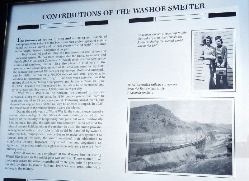 Contributions of the Washoe Smelter Marker image. Click for full size.