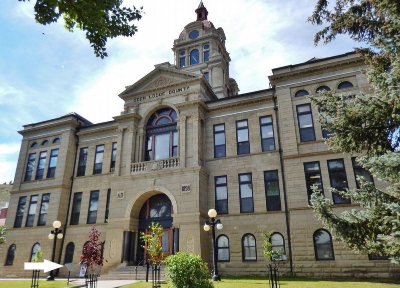 Deer Lodge County Courthouse (<i>marker visible near entrance on left side of sidewalk</i>) image. Click for full size.