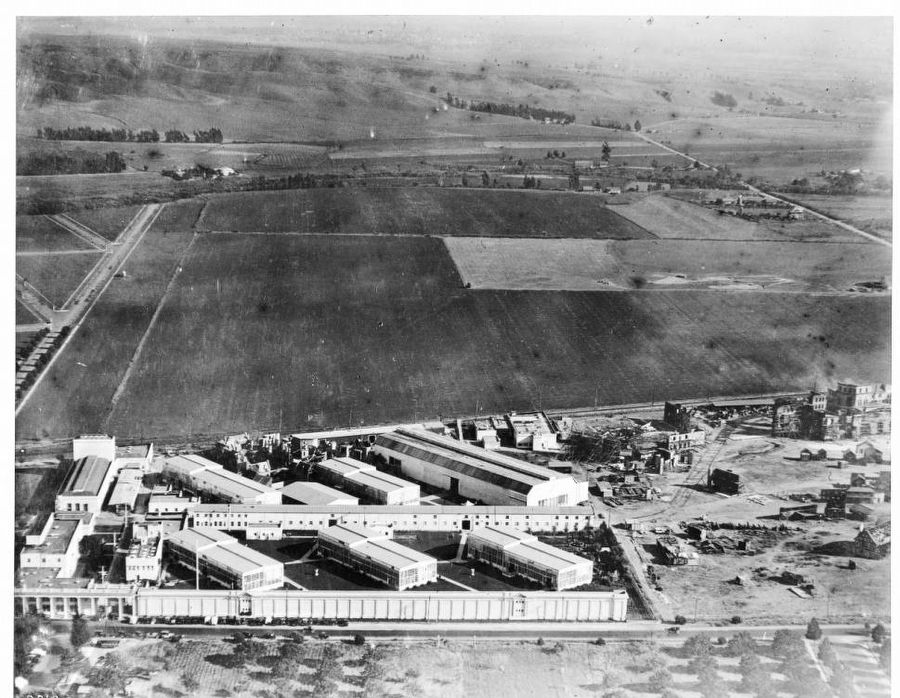 Aerial view of the Goldwyn Studios in Culver City, California, 1918 image. Click for full size.