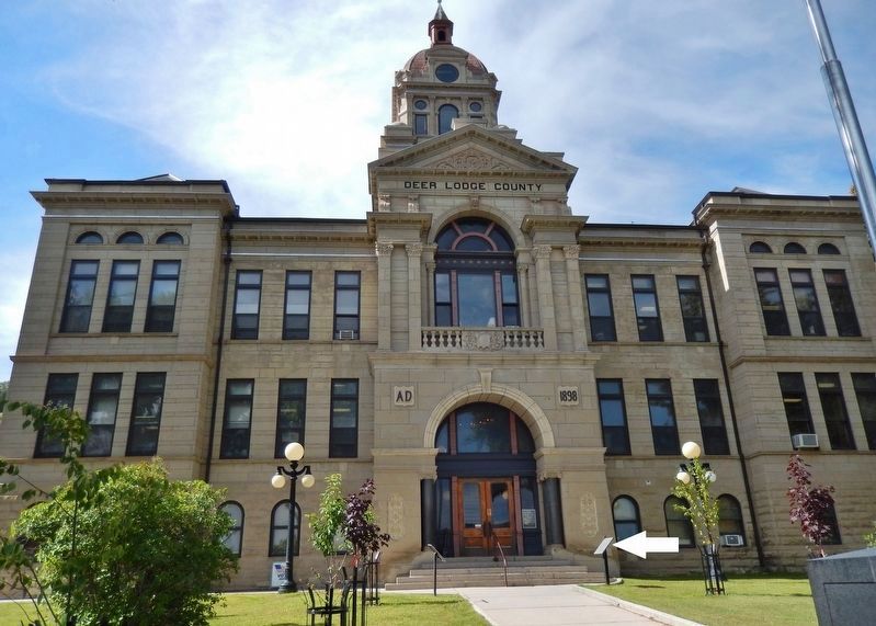 Deer Lodge County Courthouse (<i>marker visible near entrance, on right side of sidewalk</i>) image. Click for full size.