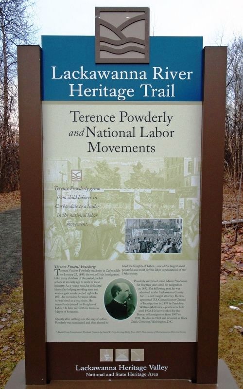 Terence Powderly <i>and</i> National Labor Movements Marker (front) image. Click for full size.