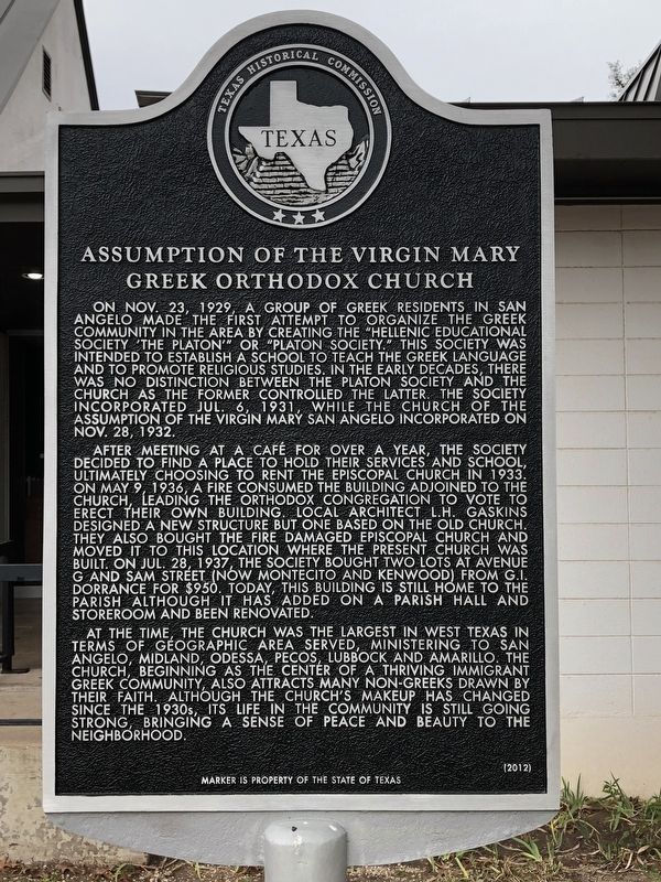 Assumption of the Virgin Mary Greek Orthodox Church Marker image. Click for full size.