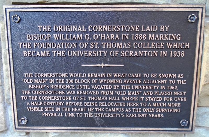 St. Thomas College "Old Main" Cornerstone Marker image. Click for full size.