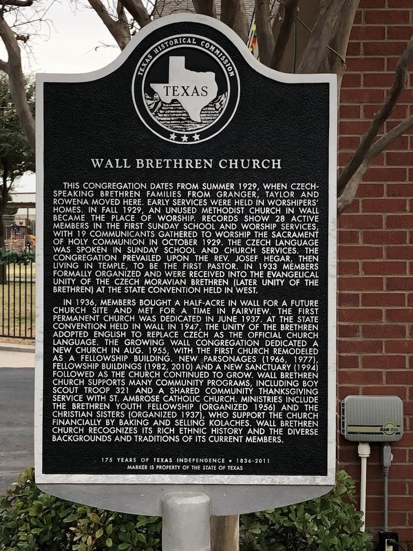 Wall Brethren Church Marker image. Click for full size.