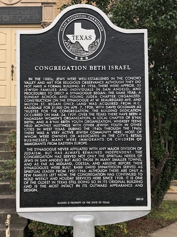 Congregation Beth Israel Marker image. Click for full size.