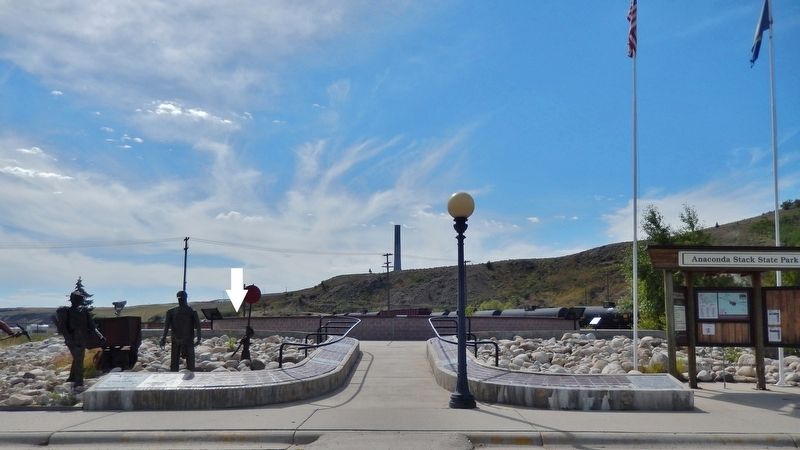 Anaconda Smelter Stack Exhibit (<i>marker is located along walkway, on north side of the ring</i>). Click for full size. Anaconda Smelter Stack Exhibit (<i>marker is located along walkway, on north side of the ring</i>) image. Click for full size.