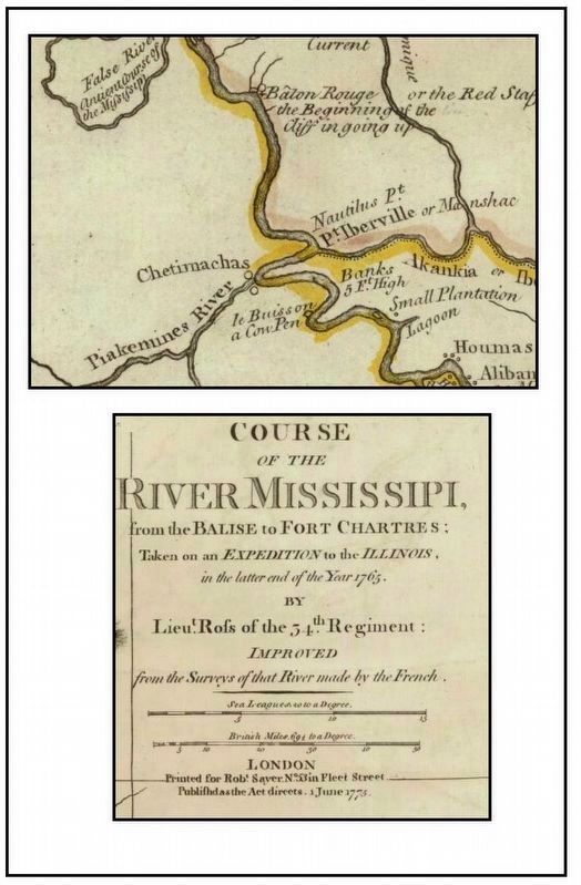 Bayou Plaquemine was called Piakemines River in 1775 image. Click for full size.