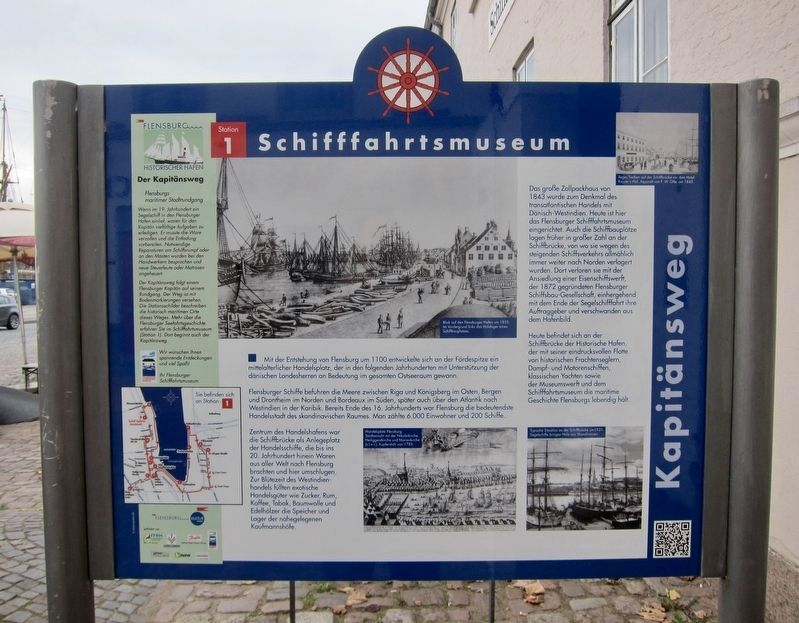 Schifffartsmuseum / Sfartsmuseet / Maritime Museum Marker - German side image. Click for full size.