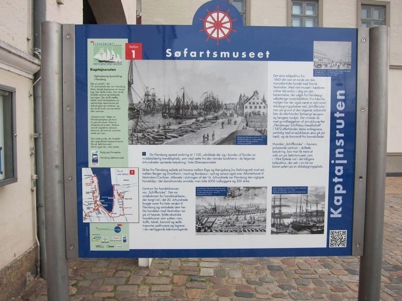 Schifffartsmuseum / Søfartsmuseet / Maritime Museum Marker - Danish side. Click for full size. Schifffartsmuseum / Søfartsmuseet / Maritime Museum Marker - Danish side image. Click for full size.