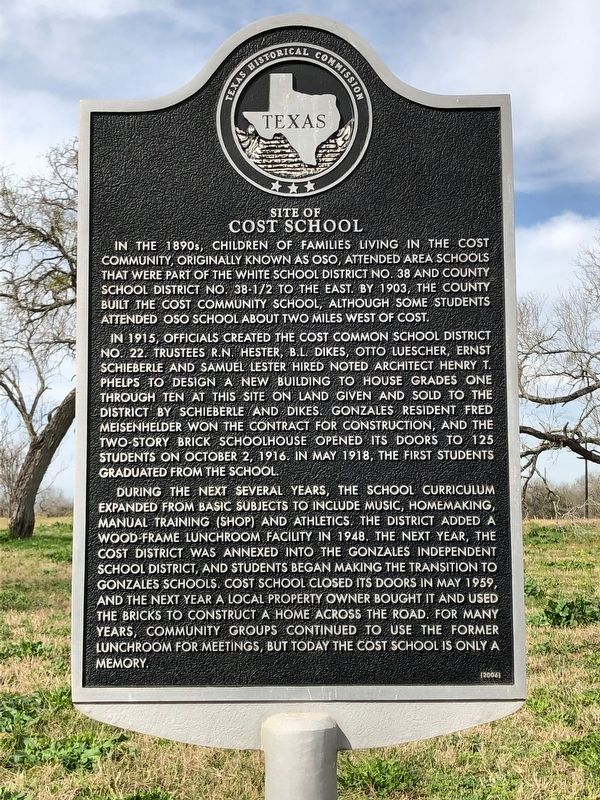 Site of Cost School Marker image. Click for full size.