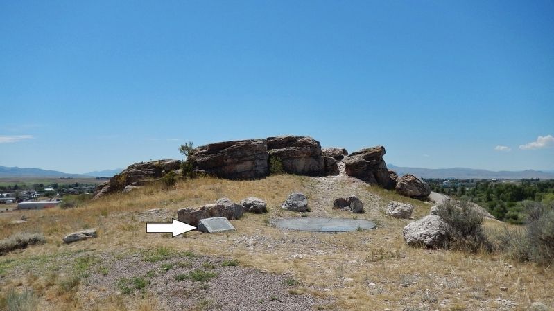 Clark Pocket Compass Marker & Monument (<i>wide view looking southwest; marker on left</i>) image. Click for full size.