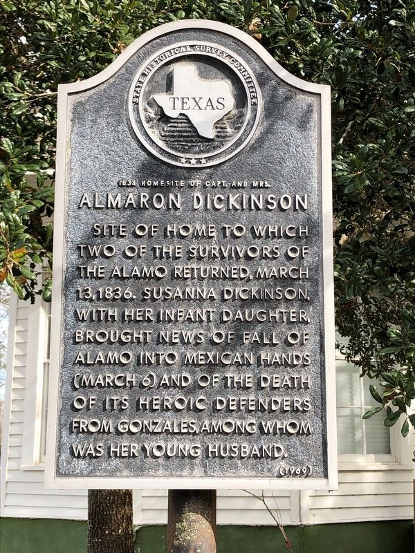 1834 Homesite of Capt. and Mrs. Almaron Dickinson Marker image. Click for full size.