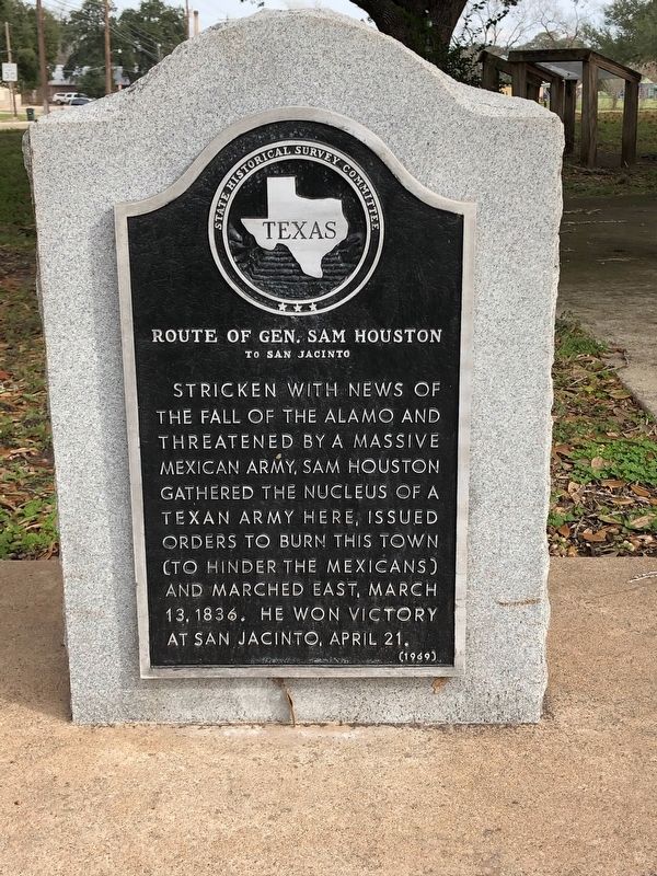 Route of Gen. Sam Houston to San Jacinto Marker image. Click for full size.