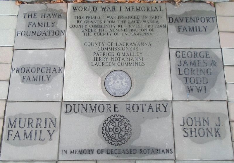 World War I Memorial Main Sponsors. Click for full size. World War I Memorial Main Sponsors image. Click for full size.