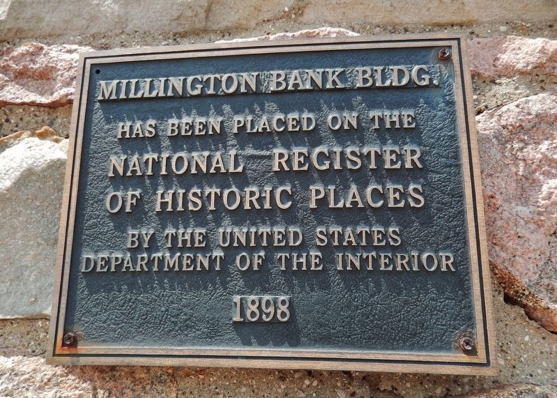 Millington Bank National Register of Historic Places plaque (<i>located at southeast corner</i>) image. Click for full size.