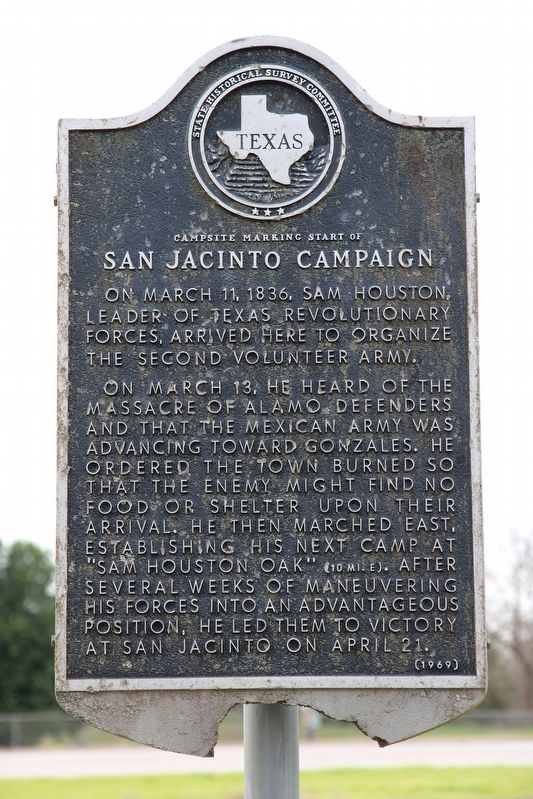 Campsite Marking Start of San Jacinto Campaign Marker image. Click for full size.
