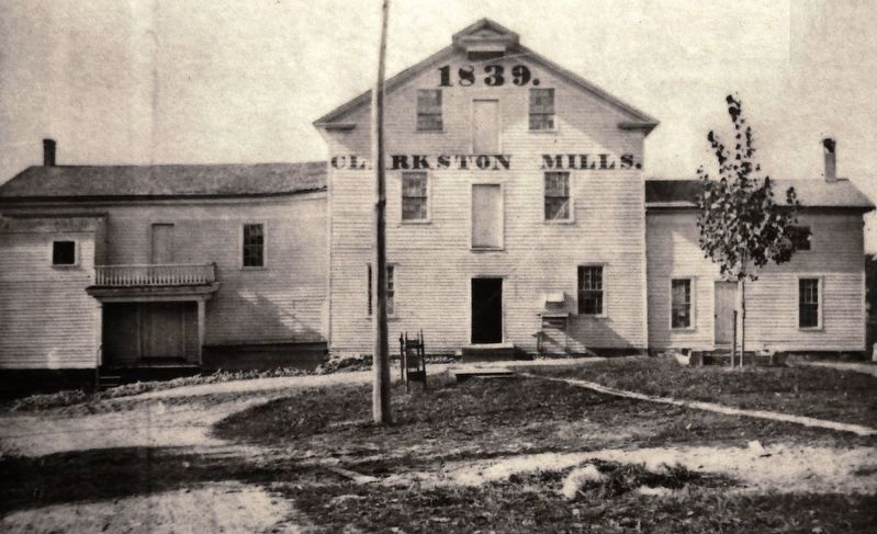Marker detail: Clarkston Mills, view from Main Street in 1886 image. Click for full size.