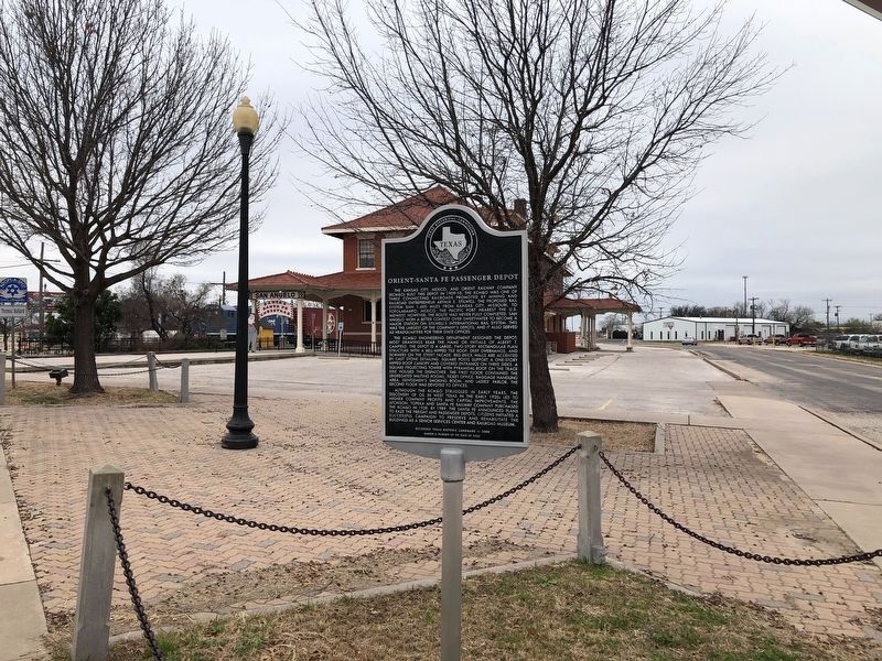 Orient-Santa Fe Passenger Depot Marker. Click for full size. Orient-Santa Fe Passenger Depot Marker image. Click for full size.