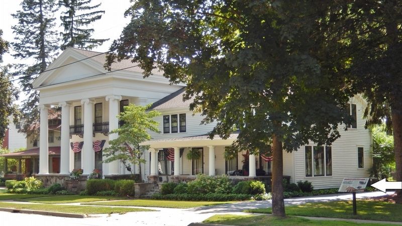 Nelson Clark Home (<i>wide view from Main Street; marker visible near sidewalk on right</i>). Click for full size. Nelson Clark Home (<i>wide view from Main Street; marker visible near sidewalk on right</i>) image. Click for full size.