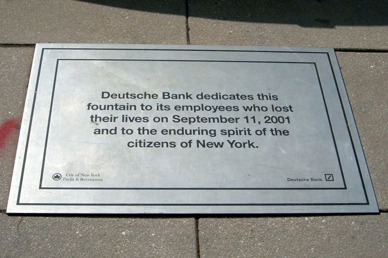 Deutsche Bank Memorial Fountain Marker. Click for full size. Deutsche Bank Memorial Fountain Marker image. Click for full size.